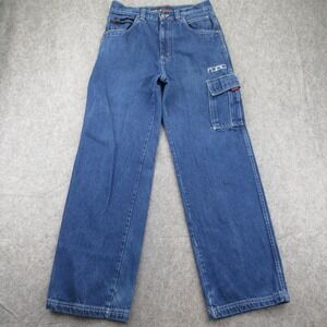 FUBU Cargo Wide Leg Boys Size 20 Blue Denim Jeans